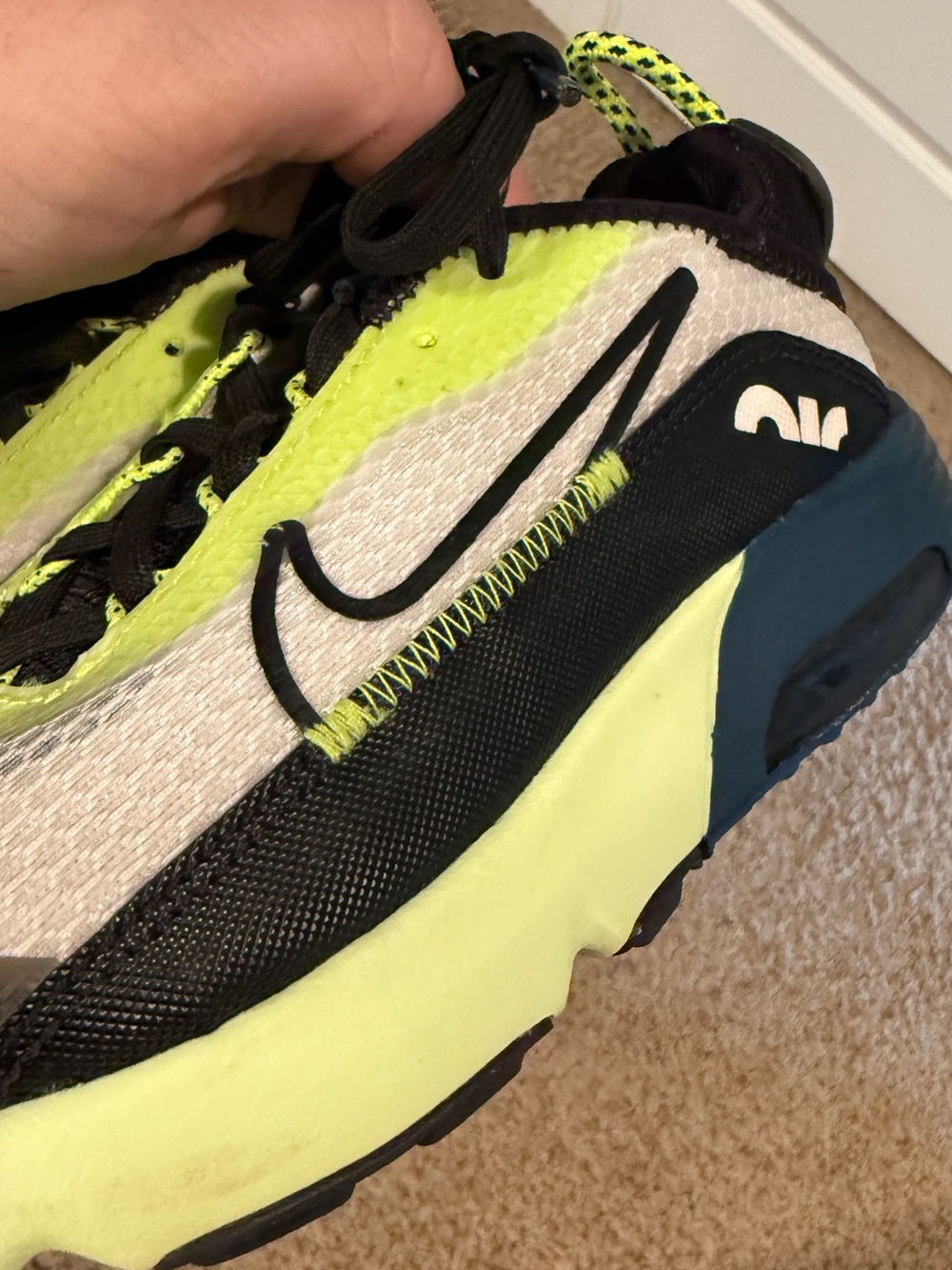 Nike Kids Neon Yellow, Black & White Athletic Sneakers - Picture 11 of 11